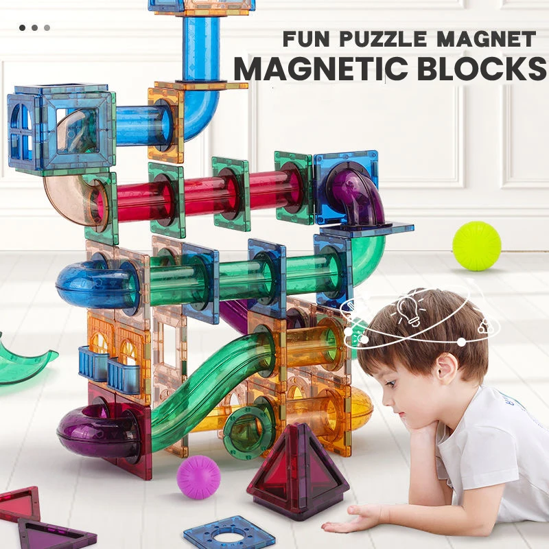 Marble Run Set - Bloques de construcción de hoja magnética